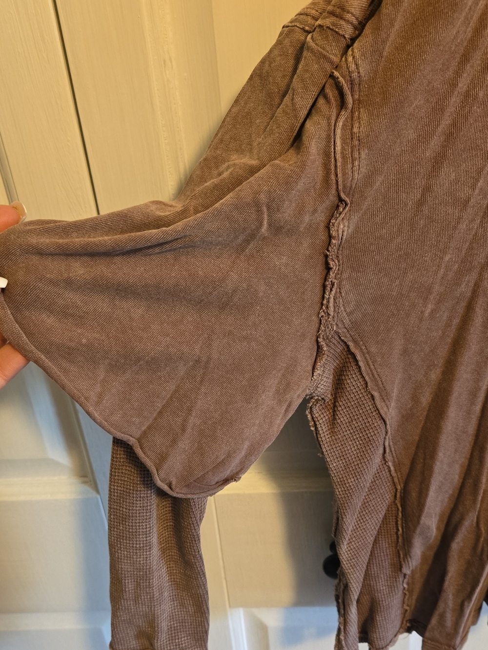 We The Free Washed Brown Long Sleeve Pocket Top - Picture 3 of 5